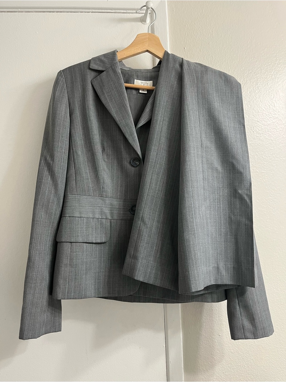 LOFT Gray Pinstripe Two-Button Blazer